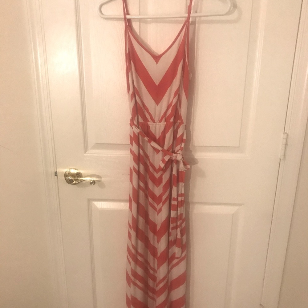 White and orange maxi dress